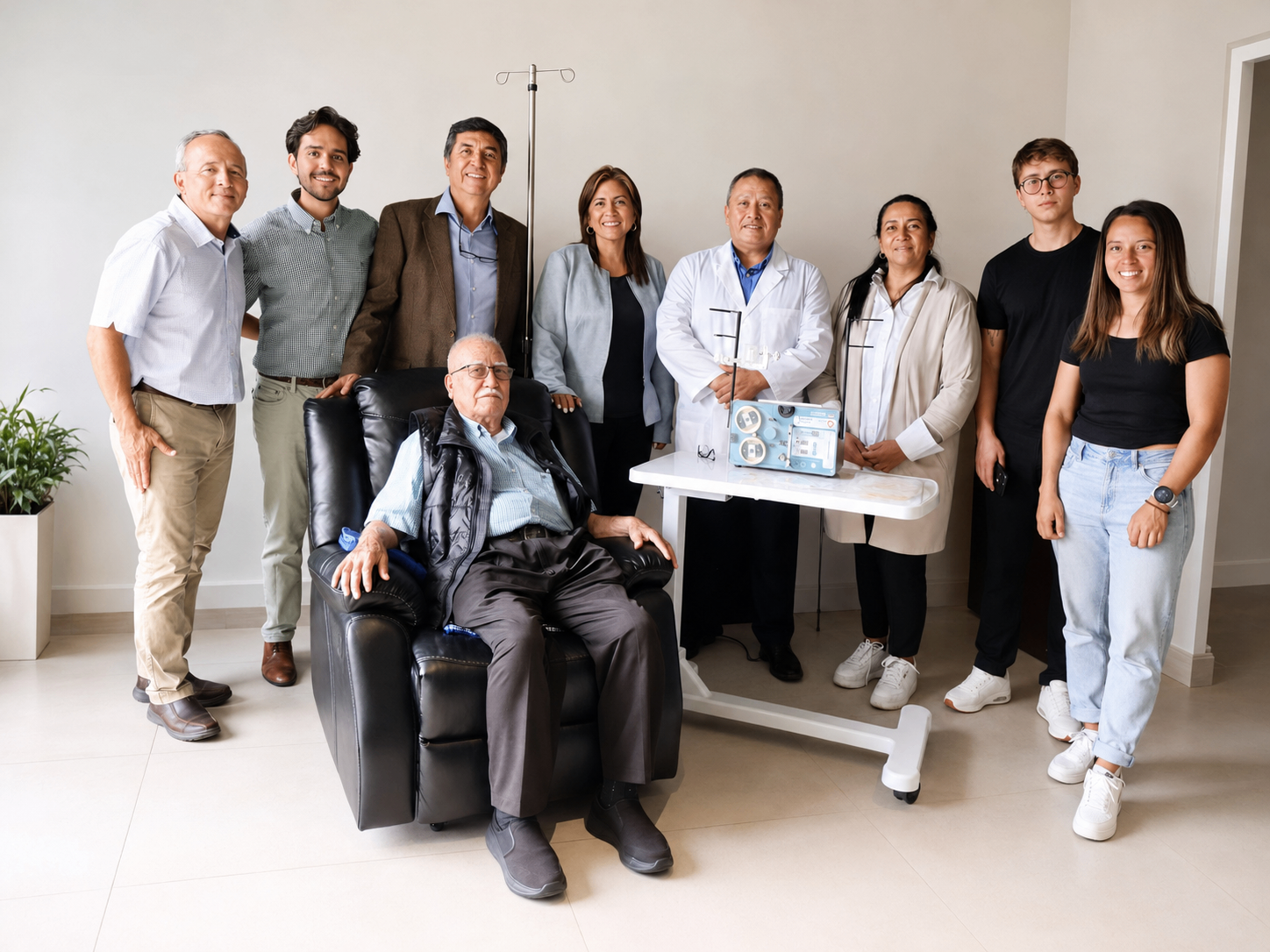 Equipo médico internacional NexusMed y Fundación Guillain-Barré con paciente y dispositivo GEMA