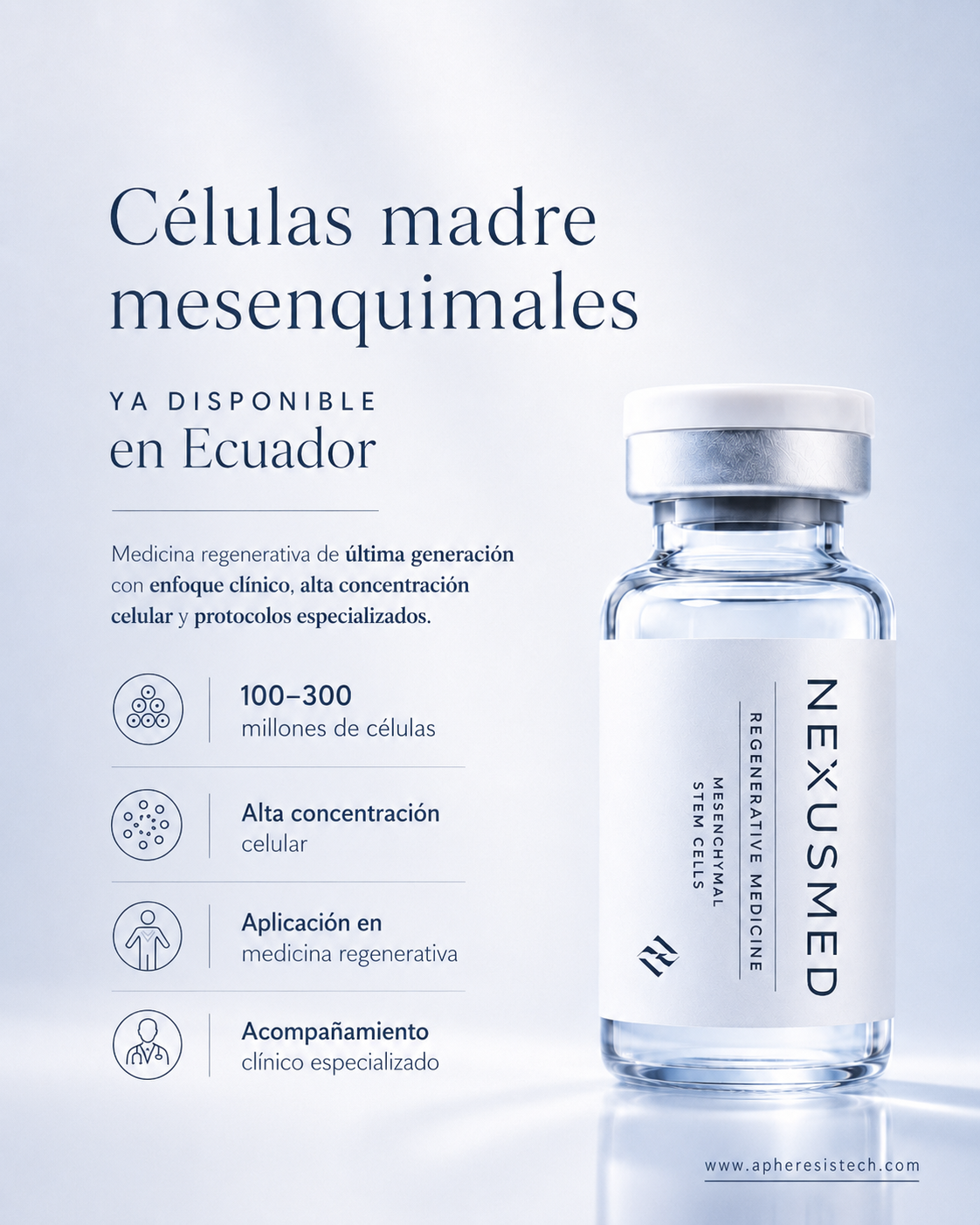 Células madre mesenquimales NexusMed — vial de medicina regenerativa